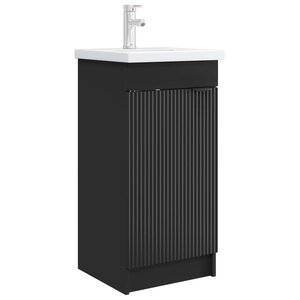 vidaXL Meuble de salle de bain avec évier Noir 42 x 40 x 84 5 cm