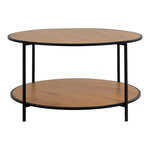Table basse aspect chêne avec cadre noir Ø 80 x 45 cm