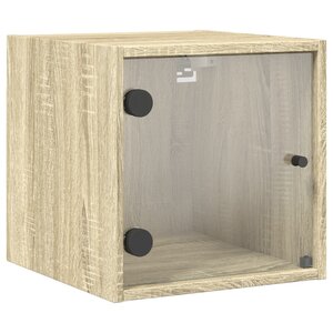 vidaXL Table de chevet avec porte en verre chêne sonoma 35x37x35 cm
