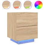 vidaXL Armoires de chevet et lumières LED 2 Pièces chêne sonoma