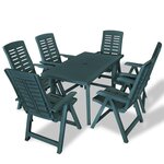 vidaXL Ensemble à manger d'extérieur 7 Pièces Plastique Vert
