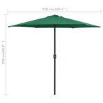 vidaXL Parasol d'extérieur et mât en aluminium 270x246 cm Vert