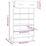 vidaXL Armoire à chaussures Noir 60x35x105 cm Bois d'ingénierie