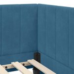 vidaXL Cadre de lit d'angle avec matelas Bleu 90 x 200 cm Velours