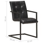 vidaXL Chaises à manger cantilever lot de 2 noir cuir véritable