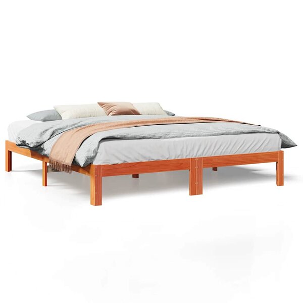 vidaXL Cadre de lit sans matelas cire marron 160x200cm bois pin massif