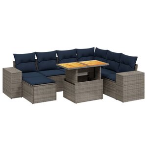 vidaXL Salon de jardin 8 Pièces avec coussins gris résine tressée