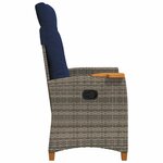vidaXL Chaise inclinable avec plateau à thé 62 x 64 x 112 cm polyrotin