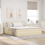 vidaXL Lit de rangement LED avec matelas Crème 180 x 200 cm Tissu