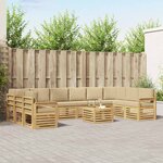 vidaXL Ensemble de canapés d'extérieur 8 Pièces Blanc et Beige
