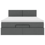 vidaXL Lit ottoman avec matelas et LED gris foncé 140x190 cm tissu