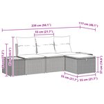 vidaXL Ensemble de 4 canapés de jardin avec coussins noir en rotin