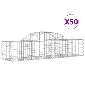 vidaXL Paniers à gabions arqués 50 Pièces 200x50x40/60 cm fer galvanisé
