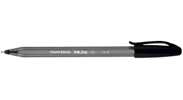 Stylo bille InkJoy 100 Triangulaire à capuchon Pointe Moyenne Noir Paper Mate