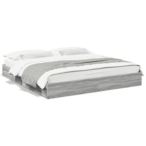 vidaXL Cadre de lit avec tiroirs sans matelas sonoma gris 200x200 cm