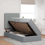 vidaXL Lit de rangement LED avec matelas Gris clair 90 x 200 cm Tissu
