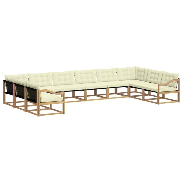 vidaXL Ensemble de canapés d'extérieur 10 pc Blanc et crème