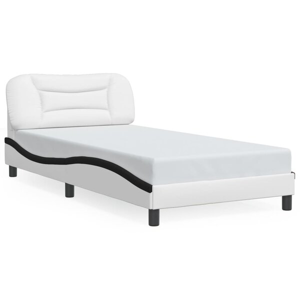 vidaXL Cadre de lit sans matelas blanc et noir 100x200 cm similicuir