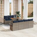 vidaXL Ensemble de canapé de jardin 8 Pièces gris et bleu marine