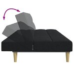 vidaXL Canapé-lit à 2 places avec repose-pied noir tissu