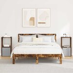 vidaXL Table de chevet avec tiroir 2 Pièces Chêne fumé 35 x 32 x 68 5 cm