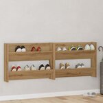 vidaXL Cabinets à chaussures muraux avec étagère 2 Pièces chêne artisanal