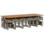 vidaXL Ensemble à manger de jardin 15 Pièces coussins gris résine tressée