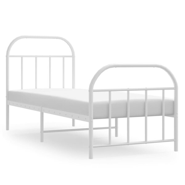vidaXL Cadre de lit métal sans matelas avec pied de lit blanc 75x190cm