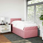 vidaXL Sommier à lattes de lit avec matelas Rose 90x200 cm Velours