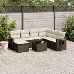 vidaXL Salon de jardin 8 Pièces avec coussins marron résine tressée