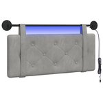 vidaXL Tête de lit suspendue Avec lumière LED Gris clair Velours
