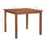 Vidaxl table de jardin 85x85x74 cm bois d'acacia massif