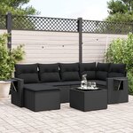 vidaXL Salon de jardin 7 Pièces avec coussins noir résine tressée