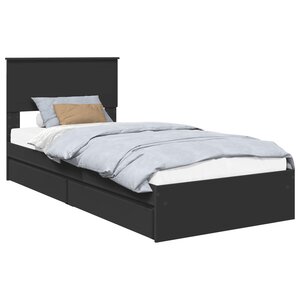 vidaXL Lit de Rangement avec tiroir Noir 90 x 190 cm Bois d'ingénierie