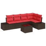 vidaXL Ensemble de canapé de jardin 6 Pièces Marron polyrotin