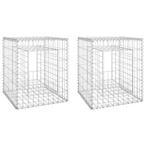 vidaXL Poteaux à panier de gabion 2 Pièces 50x50x60 cm Fer
