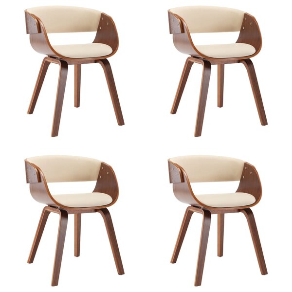 vidaXL Chaises à manger lot de 4 crème bois courbé et similicuir