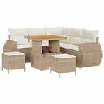 vidaXL Ensemble de canapé de jardin 8 Pièces Beige polyrotin