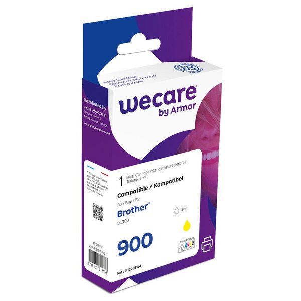 Cartouche jet d'encre, compatible pour brother lc900 y, lc900y, pack unitaire jaune
