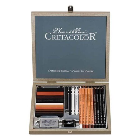 Coffret à dessin bois Passion - 25 pièces