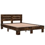 vidaXL Cadre de lit chêne fumé 120x190 cm bois d'ingénierie et métal
