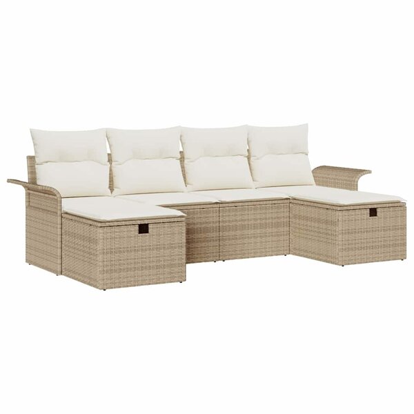 vidaXL Ensemble de canapé de jardin avec coussin 6 Pièces beige et crème