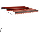 vidaXL Auvent manuel rétractable avec LED 350x250 cm Orange et marron