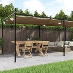 vidaXL Pergola avec toit rétractable taupe 589x292x230 cm