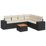 vidaXL Salon de jardin 7 Pièces avec coussins noir résine tressée