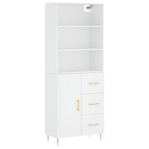 vidaXL Buffet haut Blanc 69 5x34x180 cm Bois d'ingénierie