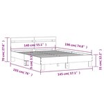 vidaXL Cadre de lit avec tête de lit et LED chêne fumé 140x190 cm