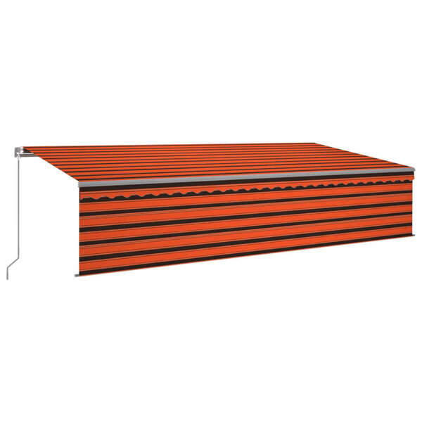 vidaXL Auvent manuel rétractable avec store LED 6x3 m Orange et marron