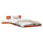 vidaXL Cadre de Lit au Sol avec Tables de Chevet Marron Ciré 90x200cm Bois Massif