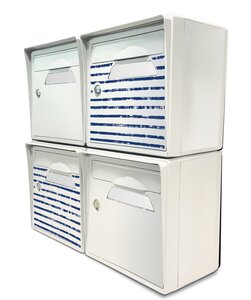 Pack de 4 boîtes aux lettres murales - 2x "Bord de mer" - 2x "Blanc ivoire"